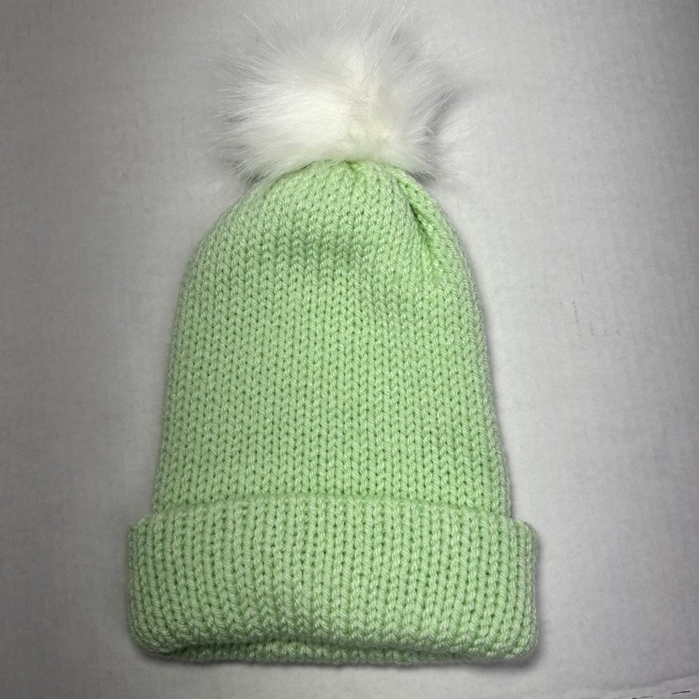 Trend + Relic by Julie Norkus | Mint Green Knit Beanie w/ Pom | One Size - Picture 2 of 3
